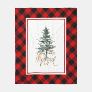Kerstboom Joyeux Noel Typografie Fleece Deken