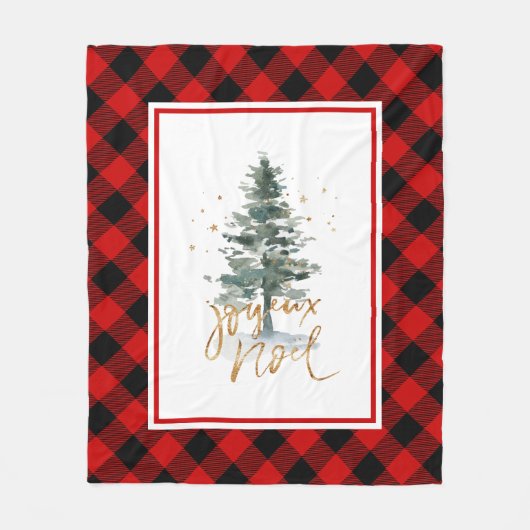 Kerstboom Joyeux Noel Typografie Fleece Deken (Voorkant)