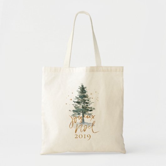 Kerstboom Joyeux Noel Typografie Tote Bag (Voorkant)