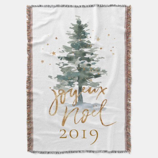 kerstboom Joyous noel gold typografie Deken (Voorkant Verticaal)