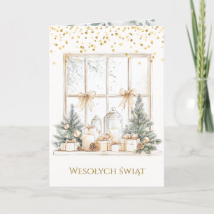 Kerstboom Kaarsen Pine Kegels Poolse Kerst Feestdagen Kaart