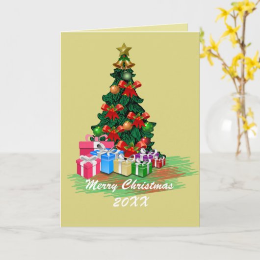 Kerstboom Kaart (Gele Bloem)