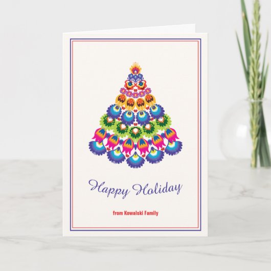 🎄 kerstboom - Kaart met folklore stijl (Voorkant)