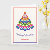 🎄 kerstboom - Kaart met folklore stijl (Gele Bloem)