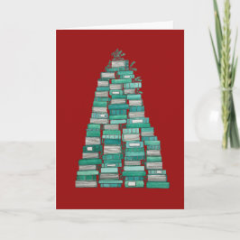 Kerstboom Kaart: Rode achtergrond Feestdagen Kaart