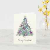 Kerstboom Kaart - Silver Baubles (Gele Bloem)