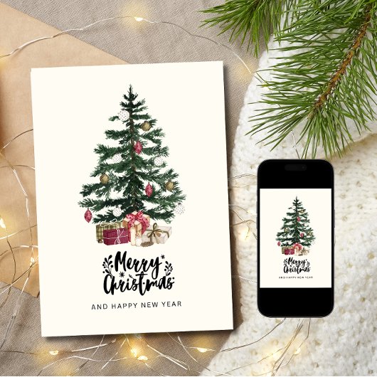 Kerstboom Kaart Vrolijke Kerstmis Feestdagen