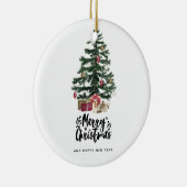Kerstboom Kaart Vrolijke Kerstmis Feestdagen Keramisch Ornament (Rechts)