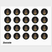 Kerstboom Kabouterhoed Lichtjes Xmas Ronde Sticker (Vel)