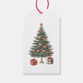 KERSTBOOM KADOETIKET VINTAGE CADEAULABEL