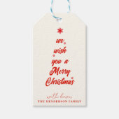 Kerstboom kalligrafie | Achternaam Cadeaulabel (Voorkant)