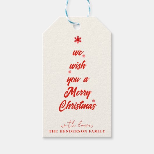 Kerstboom kalligrafie | Achternaam Cadeaulabel (Voorkant)