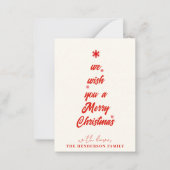 Kerstboom kalligrafie | Achternaam Notitiekaartje (Voorkant)