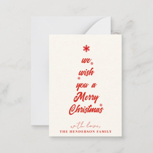 Kerstboom kalligrafie | Achternaam Notitiekaartje (Voorkant)