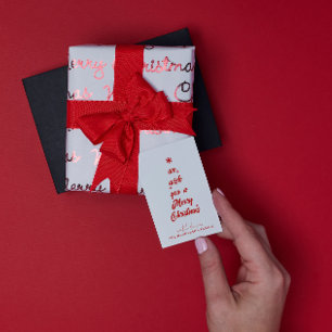 Kerstboom kalligrafie Achternaam Notitiekaartje