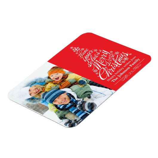 Kerstboom kalligrafie vakantie foto magneet (Linkerzijde)