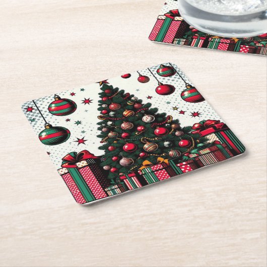 kerstboom kartonnen onderzetters (Schuin)