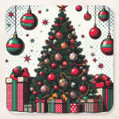 kerstboom kartonnen onderzetters (Voorkant)