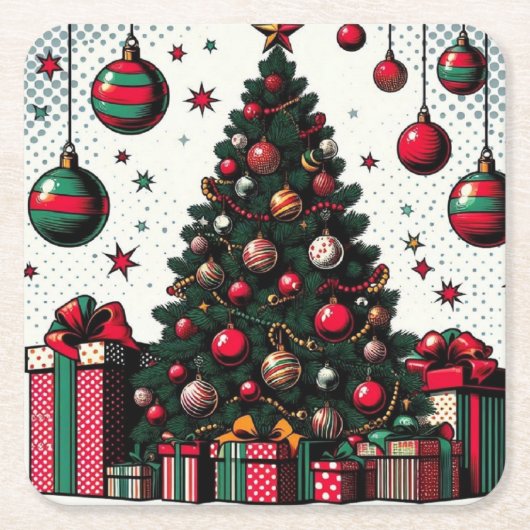 kerstboom kartonnen onderzetters (Voorkant)