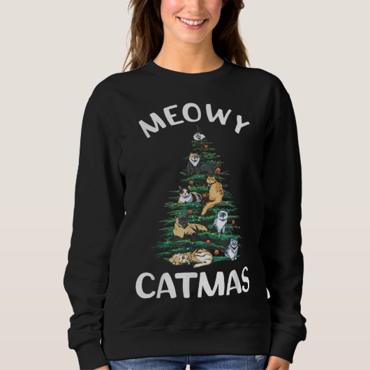 Kerstboom Kat Vrolijk Kerstmis Kerstmis Grappig Ke Trui (Voorkant)
