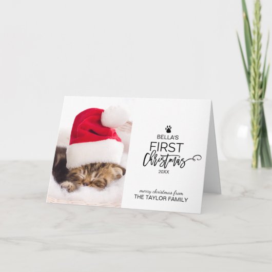 Kerstboom Kat's Eerste Kerstmis Foto Feestdagen Kaart (Voorkant)
