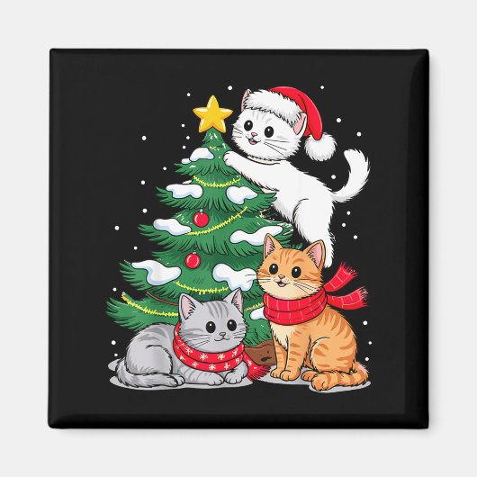 Kerstboom Katten Kerstmis Magneet (Voorkant)