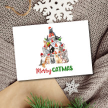 Kerstboom Kattenliefhebber Kerstkaart