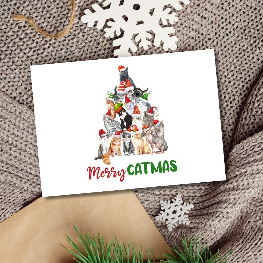 Kerstboom Kattenliefhebber Kerstkaart