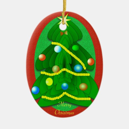 Kerstboom Keramisch Ornament (Voorkant)