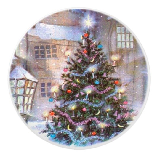 kerstboom  keramische knop (Voorkant)