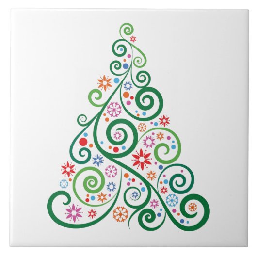 Kerstboom Keramische Tegels Tegeltje (Voorkant)