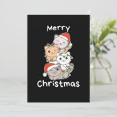 Kerstboom Kerst Dieren Katten Feestdagenkaart (Staand voorkant)