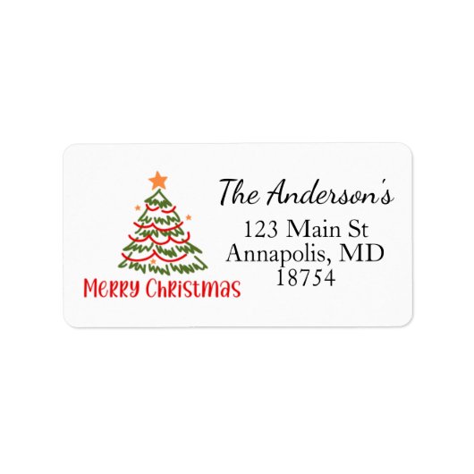 Kerstboom Kerst Retouradres Label (Voorkant)