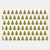 Kerstboom, kerstboom en poinsettia inpakpapier vel (Voorkant 2)