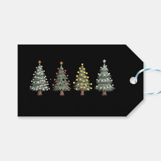 Kerstboom Kerstcadeau Winter Cadeaulabel (Voorkant (Horizontaal))
