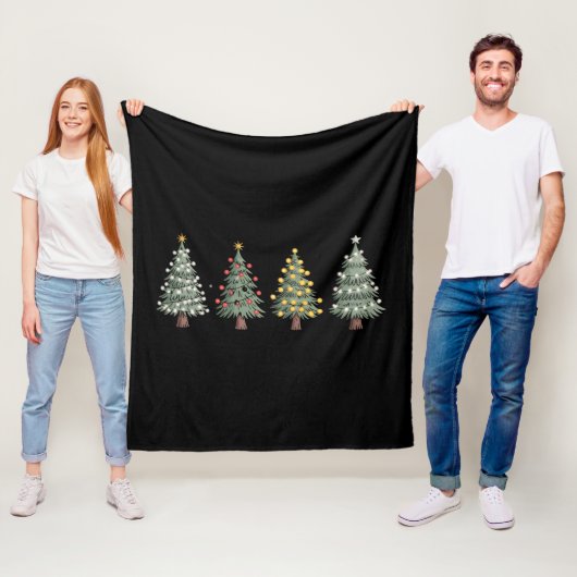 Kerstboom Kerstcadeau Winter Fleece Deken (In situ)