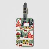 Kerstboom Kerstdorp sneeuwfoto Bagagelabel (Voorkant (verticaal))