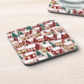 Kerstboom Kerstdorp sneeuwfoto Bier Onderzetter (Linkerzijde)