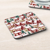 Kerstboom Kerstdorp sneeuwfoto Bier Onderzetter (Linkerzijde)