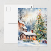 Kerstboom Kerstdorp sneeuwfoto Briefkaart (Voorkant / Achterkant)