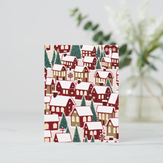 Kerstboom Kerstdorp sneeuwfoto Briefkaart (Staand voorkant)