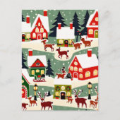 Kerstboom Kerstdorp sneeuwfoto Briefkaart (Voorkant)