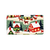 Kerstboom Kerstdorp sneeuwfoto Etiket (Voorkant)