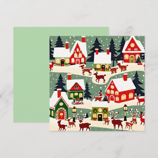Kerstboom Kerstdorp sneeuwfoto Kaart (Voorkant / Achterkant)