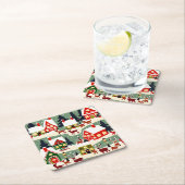 Kerstboom Kerstdorp sneeuwfoto Kartonnen Onderzetters (Insitu)