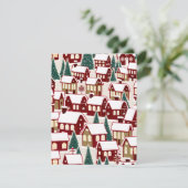 Kerstboom Kerstdorp sneeuwfoto RSVP Kaart (Staand voorkant)