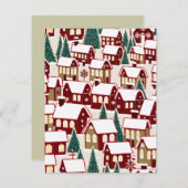 Kerstboom Kerstdorp sneeuwfoto RSVP Kaart (Voorkant / Achterkant)