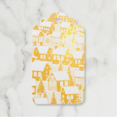 Kerstboom Kerstdorp sneeuwfoto RSVP Kaart Cadeaulabels (Voorkant)