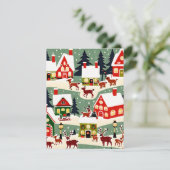 Kerstboom Kerstdorp sneeuwfoto RSVP Kaartje (Staand voorkant)