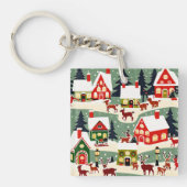 Kerstboom Kerstdorp sneeuwfoto Sleutelhanger (voorkant)